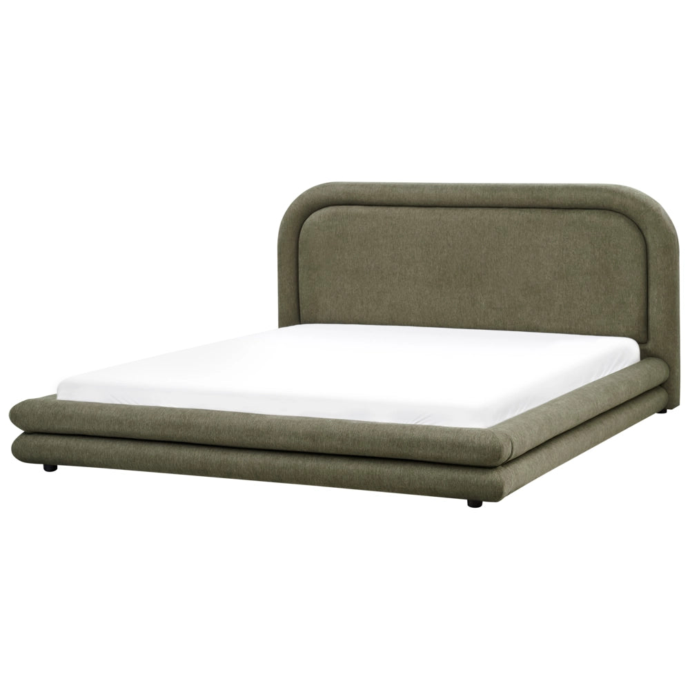 Letto imbottito in tessuto verde con testiera e giroletto 180 x 200 cm camera da letto elegante