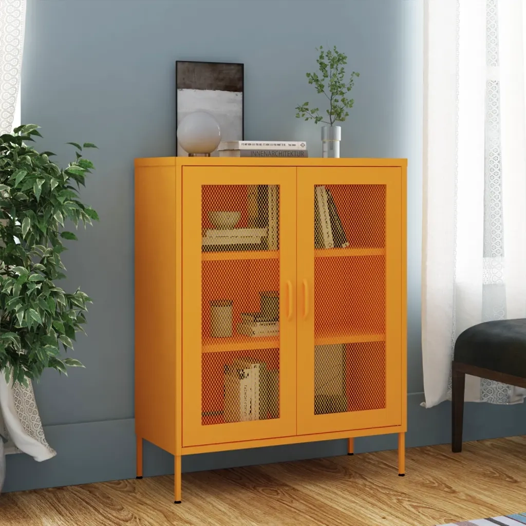Armadio portaoggetti Giallo Senape 80x35x101,5 cm Acciaio 336173