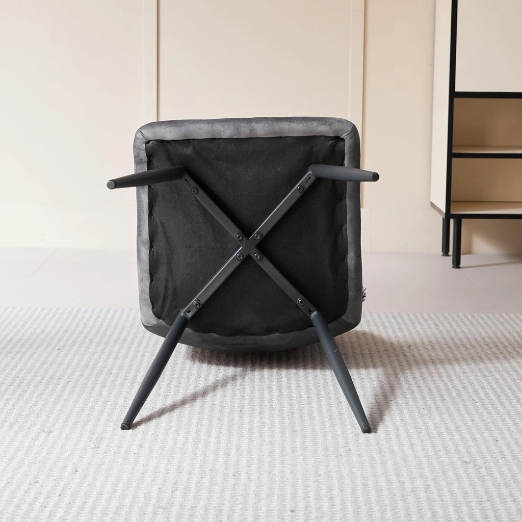 GrandCA HOME Set di 8 Sedie da Pranzo con Seduta Imbottita in Velluto, Sedie da Cucina Moderne con Gambe in Metallo, Grigio-HL