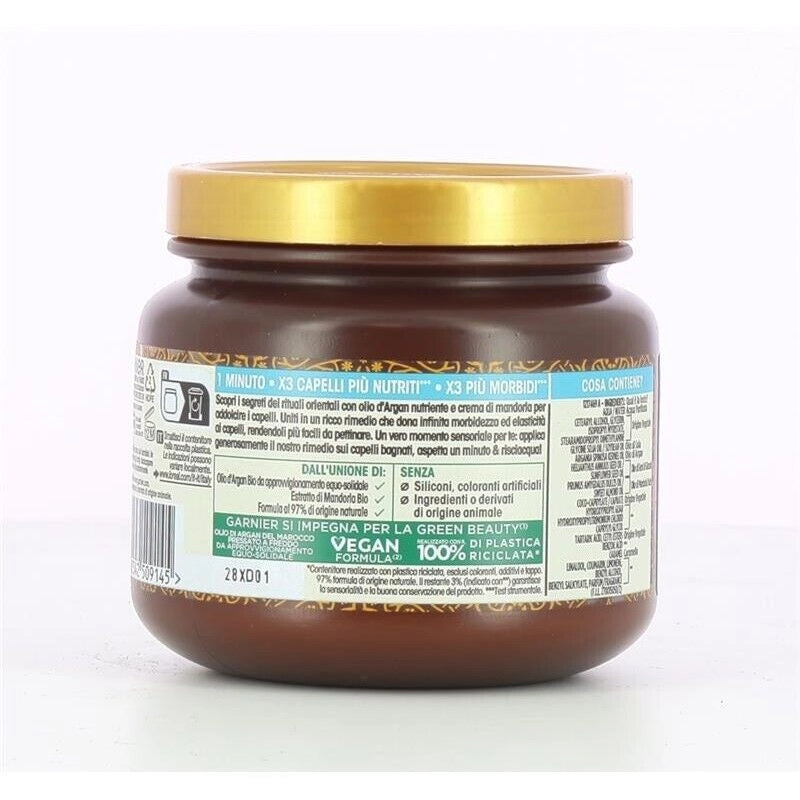 SET 3 GARNIER ULTRA DOLCE MASCHERA NUTRIENTE PER CAPELLI SECCHI RITUALE D'ARGAN HAIR REMEDY 340 ML