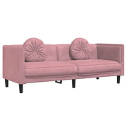 Divano | Divano da soggiorno | Sofa a 3 Posti con Cuscini Rosa in Velluto