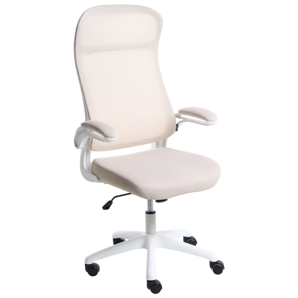 Sedia da ufficio girevole con altezza regolabile inclinabile rivestimento in tessuto beige