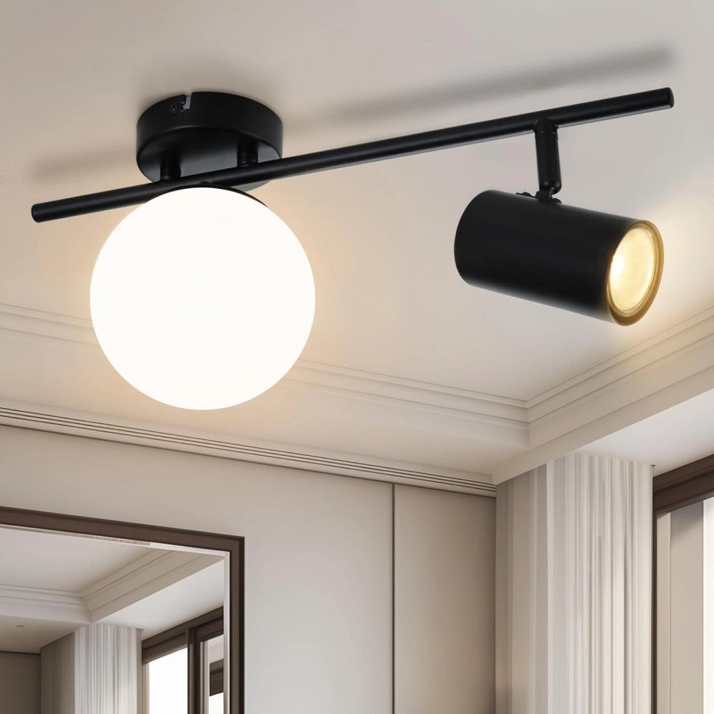 ZMH Faretto da soffitto 2 fiamme E14 moderne metallo sfera vetro 40cm per corridoio cucina