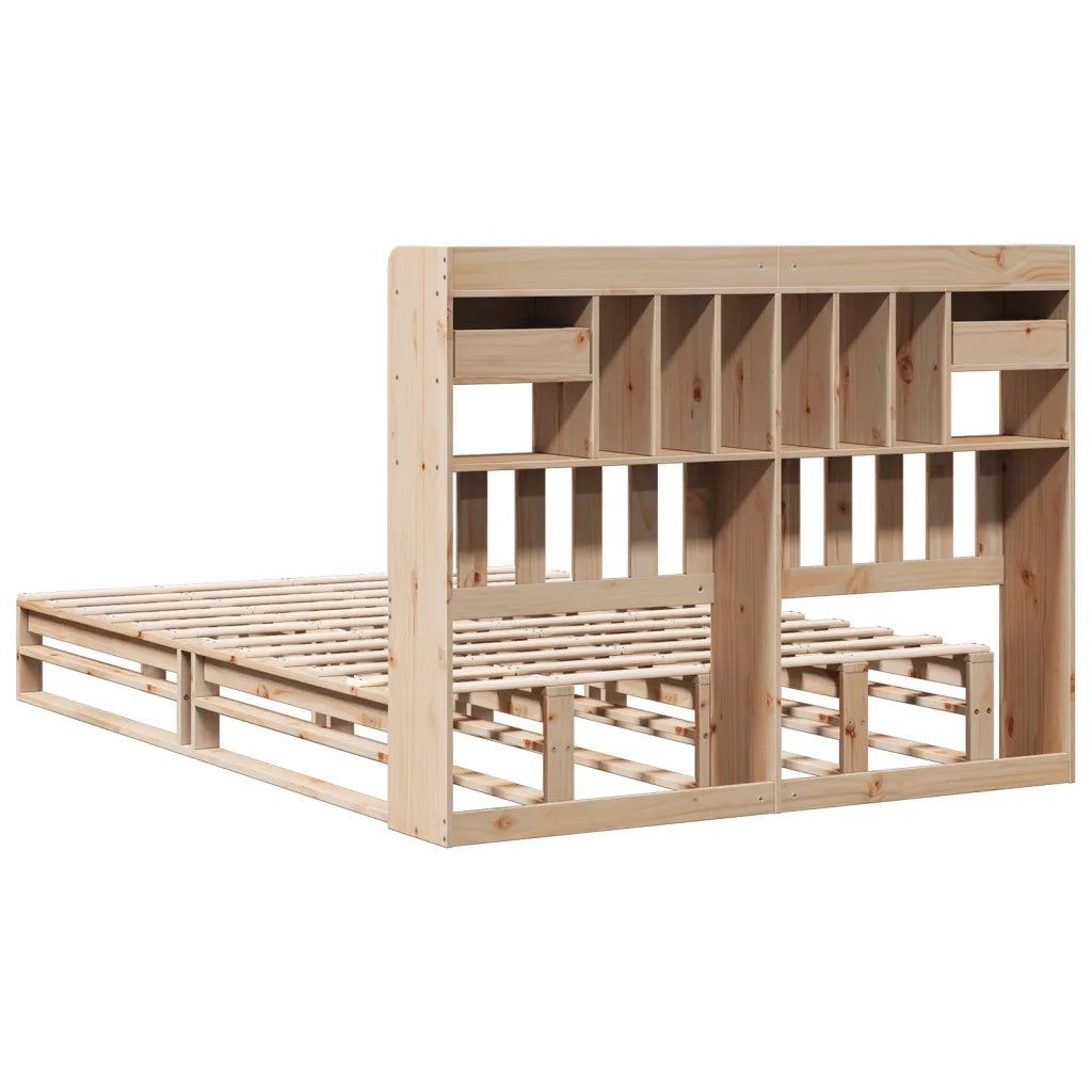 Letto Libreria senza Materasso 140x200 cm in Legno di Pino