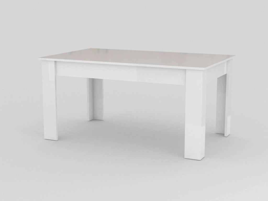 Tavolo per sala da pranzo Agenore, Made in Italy, Tavolo moderno con allunghe, Consolle allungabile, cm 160/210x90h75, Bianco lucido