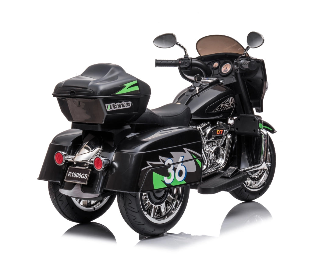 Motocicletta Giocattolo Elettrica per Bambini ¨C zephmum ¨C 3 Ruote, Accensione a Chiave, Fari, Contenitore