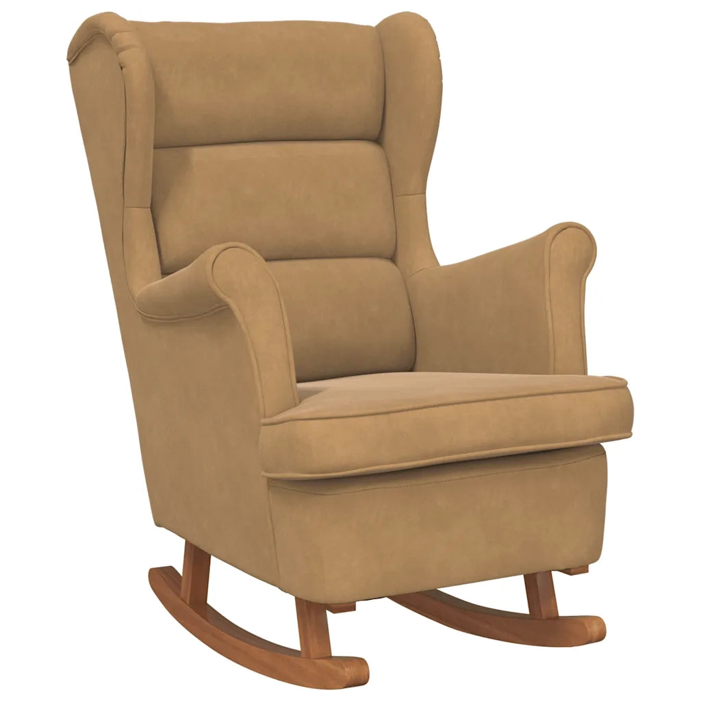 Sedia a Dondolo con Gambe in Massello di Hevea Marrone Vellutocod mxl 95434
