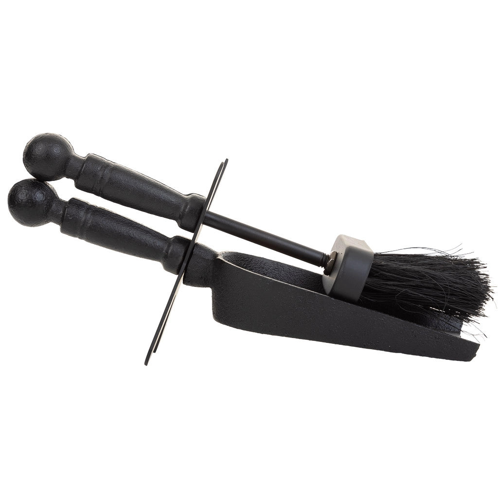 Scopino e paletta in metallo nero 29x10x12h