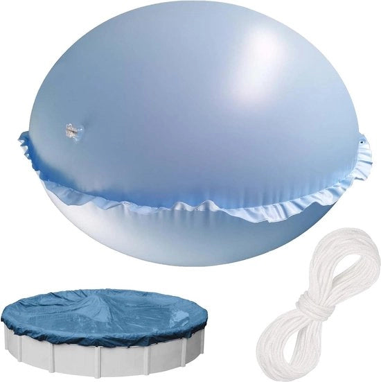 Bagnopneumatico XXL azzurro cielo 120 x 120 cm - riutilizzabile con 15m di corda - per copertura esterna di piscine.