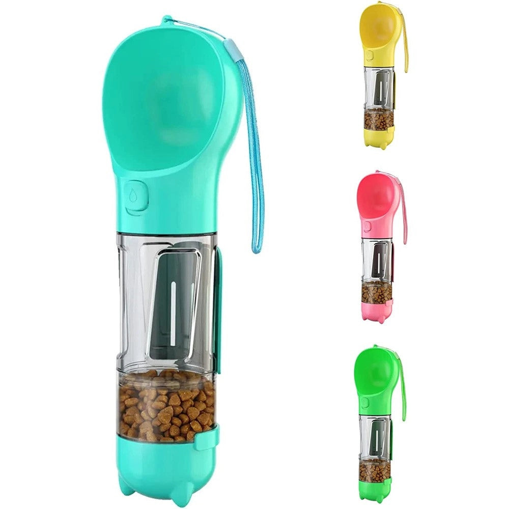 Trade Shop - Borraccia Per Animali Portatile Porta Crocchette Viaggio Acqua Cibo Cani Gatti -
