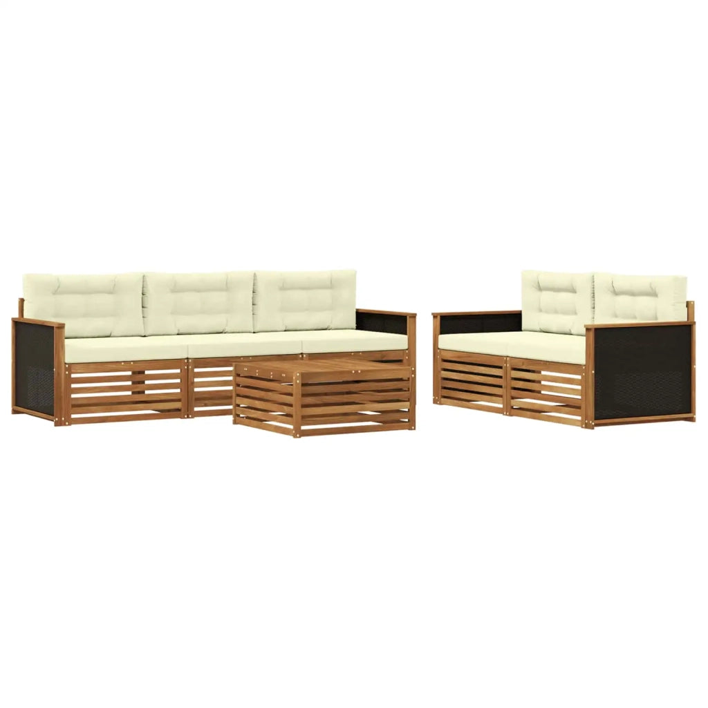 Set di divani da esterno 6 pz Naturale e Crema 3383013