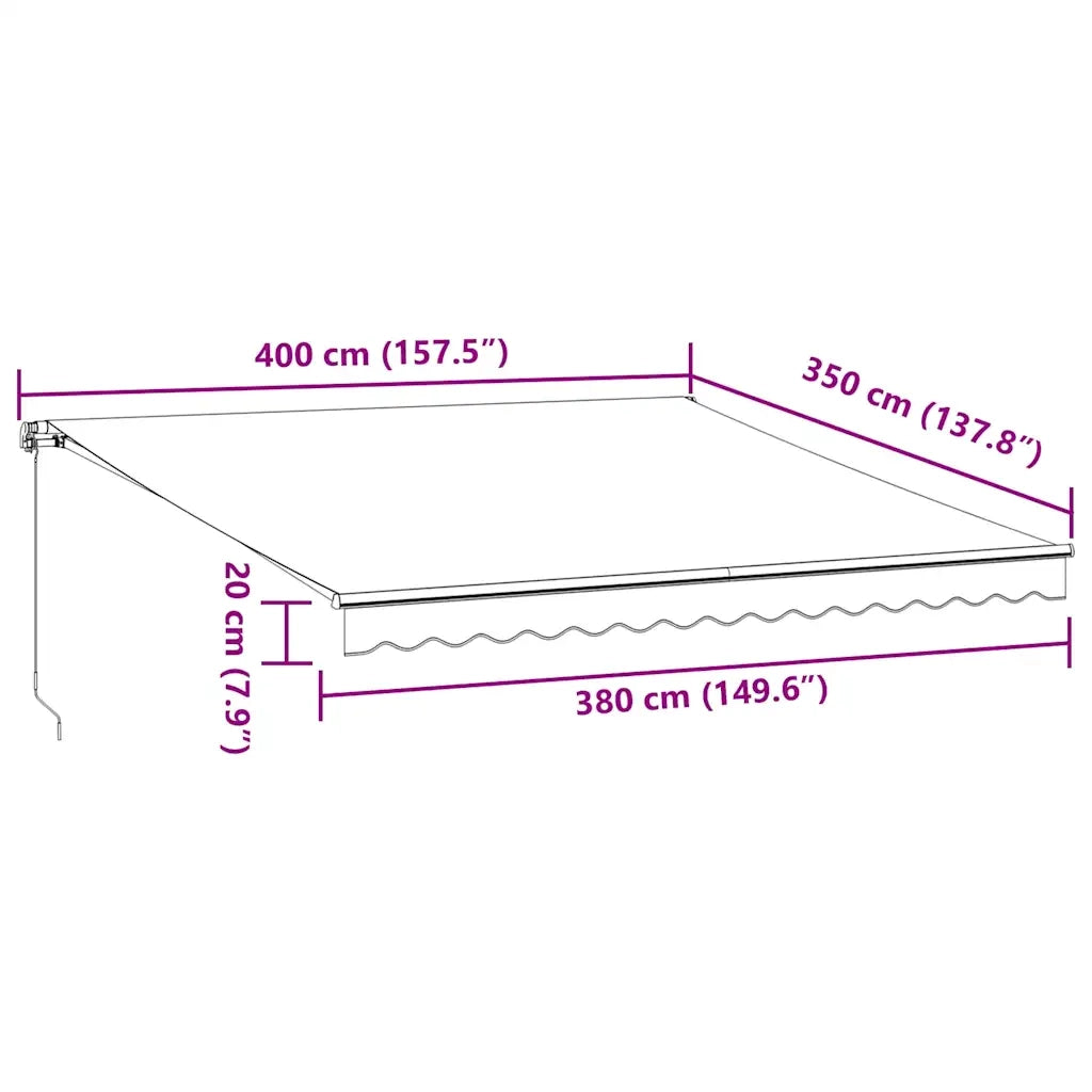 Tenda da Sole Retrattile Manuale Antracite e Bianco 400x350 cm 3215808