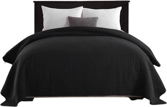 Bedsprei in poliester - morbido e caldo - adatto per letto da 1 e 2 persone - stile nero - 220x240 cm