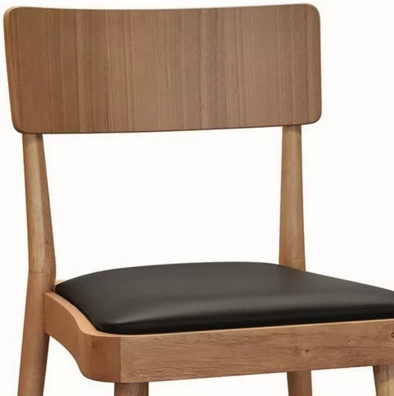 Set 2 sedie legno naturale seduta ecopelle nera 48x45,5x79 - Mobili 2G