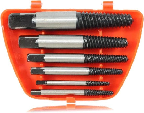 Set a 6-spire extractor a viti a spirale sinistra - strumento di estrazione a spirale sinistra professionale con trapano sinistro - argento