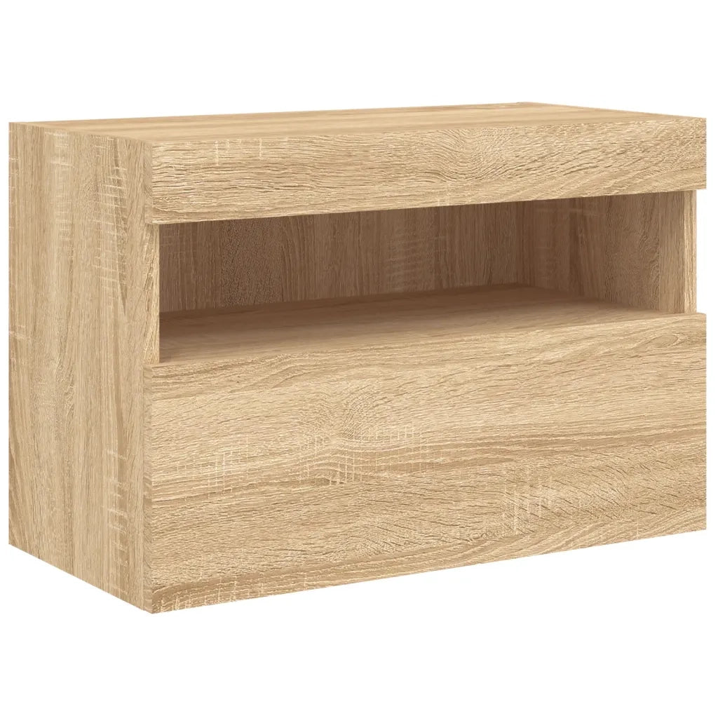 Mobile TV a Parete | Armadietto TV | Mobile Porta TV con Luci LED Rovere Sonoma 60x30x40 cm