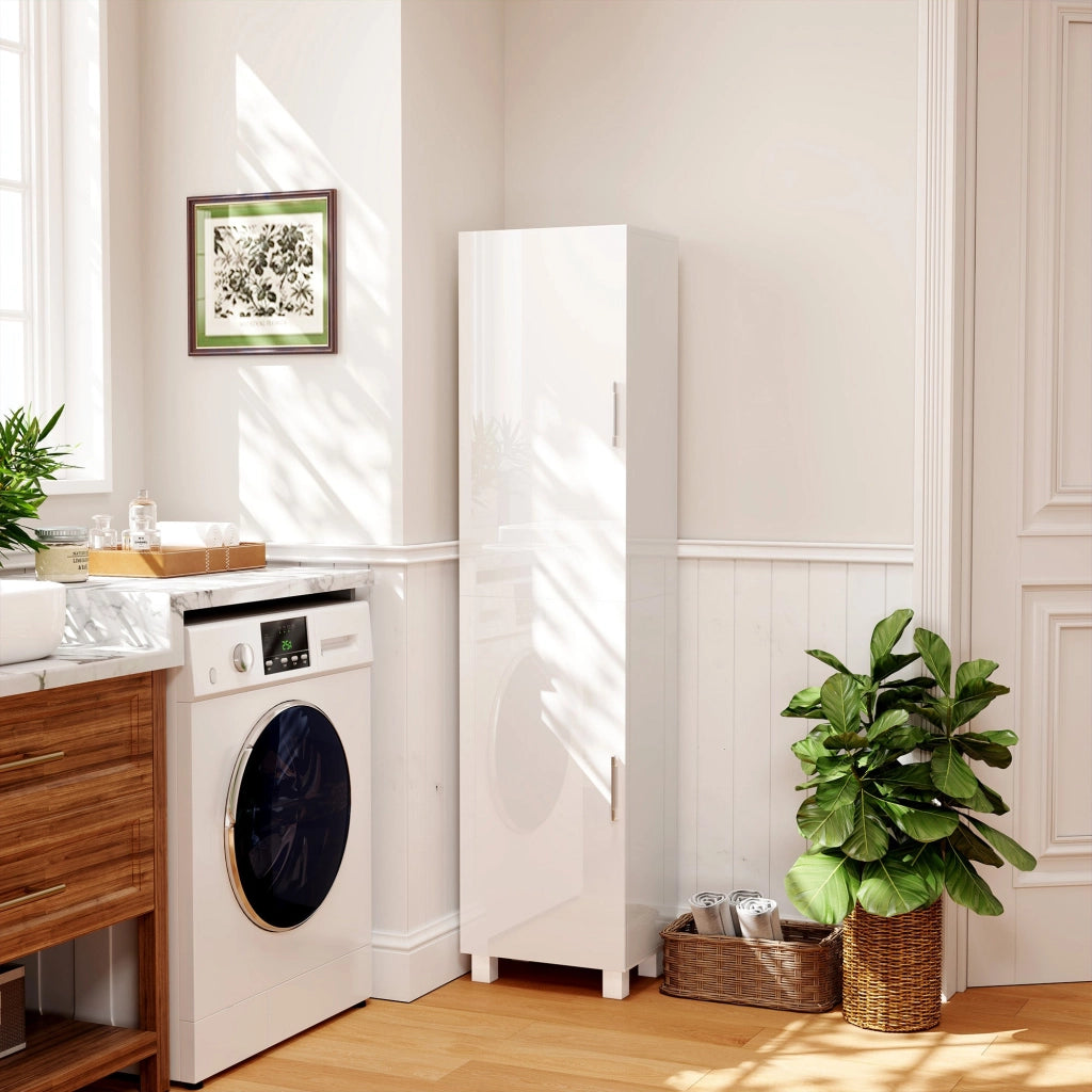 Mobile a Colonna da Bagno con 2 Armadietti 40x30x167,5 cm Bianco