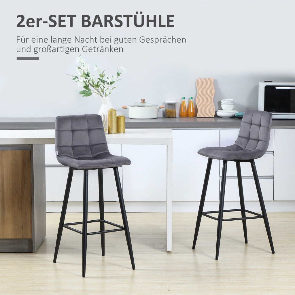 Set 2 sgabelli da bar con poggiapiedi ¨C zephmum ¨C 42x55x103 cm grigio