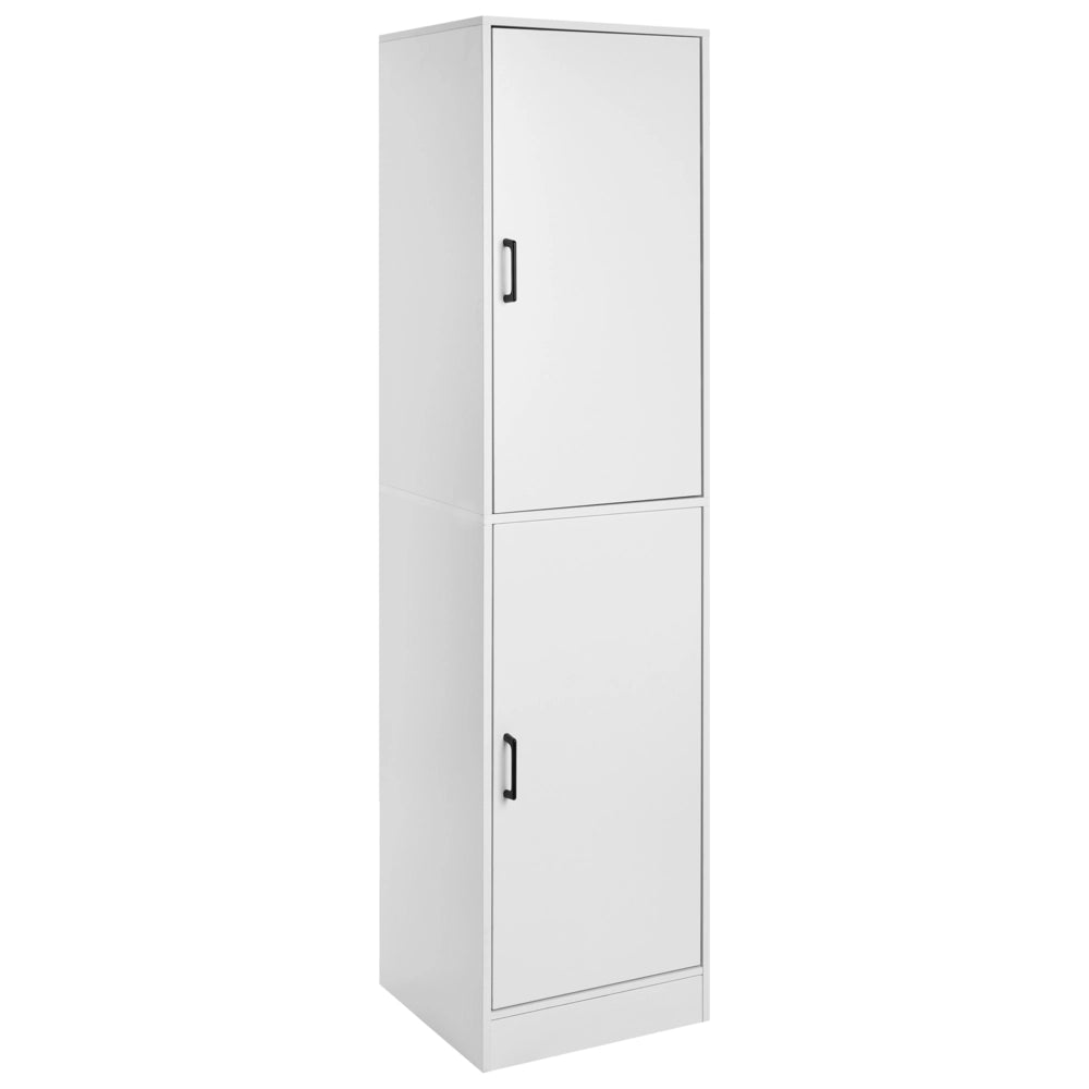 Scarpiera alta in truciolato bianco, 43 x 40 x 170 cm, per 12 paia di scarpe con scomparti, Moderno Minimalista
