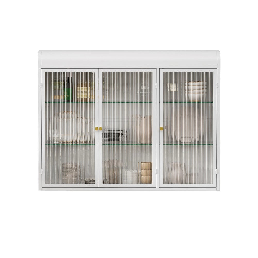 Armadietto a Muro con Ante in Vetro ¨C MINIMAL ¨C Bianco, 3 Ante
