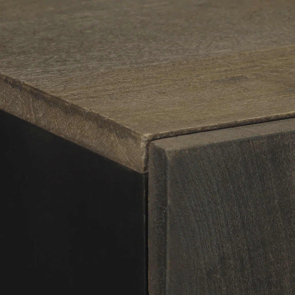 Credenza Nera 60x33x100 cm in Legno Massello di Mango