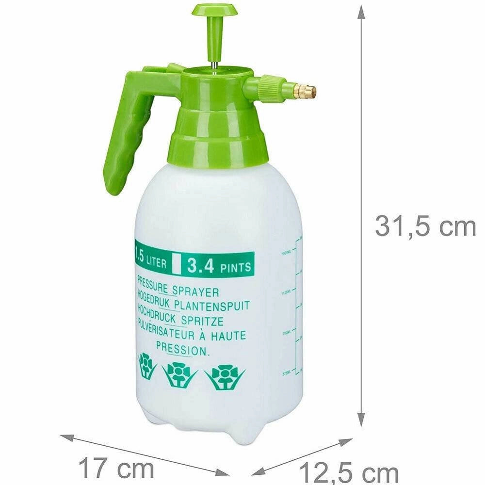 Trade Shop - Spruzzatore A Pressione 1,5 Lt Ugello Regolabile In Ottone Da Giardino Pesticidi -