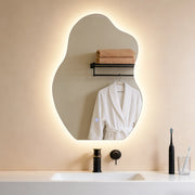 ZMH Specchio da bagno LED asimmetrico 50x70 cm IP44 interruttore touch funzione antiappannante dimmerabile 3000K-6500K
