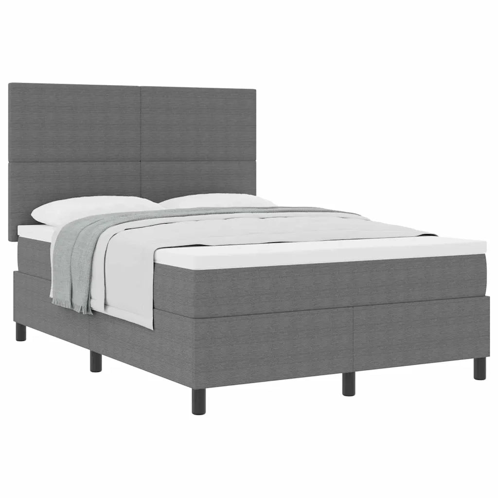 Letto a molle con testiera Grigio chiaro e bianco 140 x 190 cm 3337555