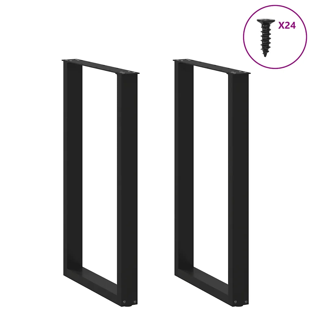 Gambe per tavolo da bar a forma di U 2 pz nere 60x(100-101) cm in acciaio