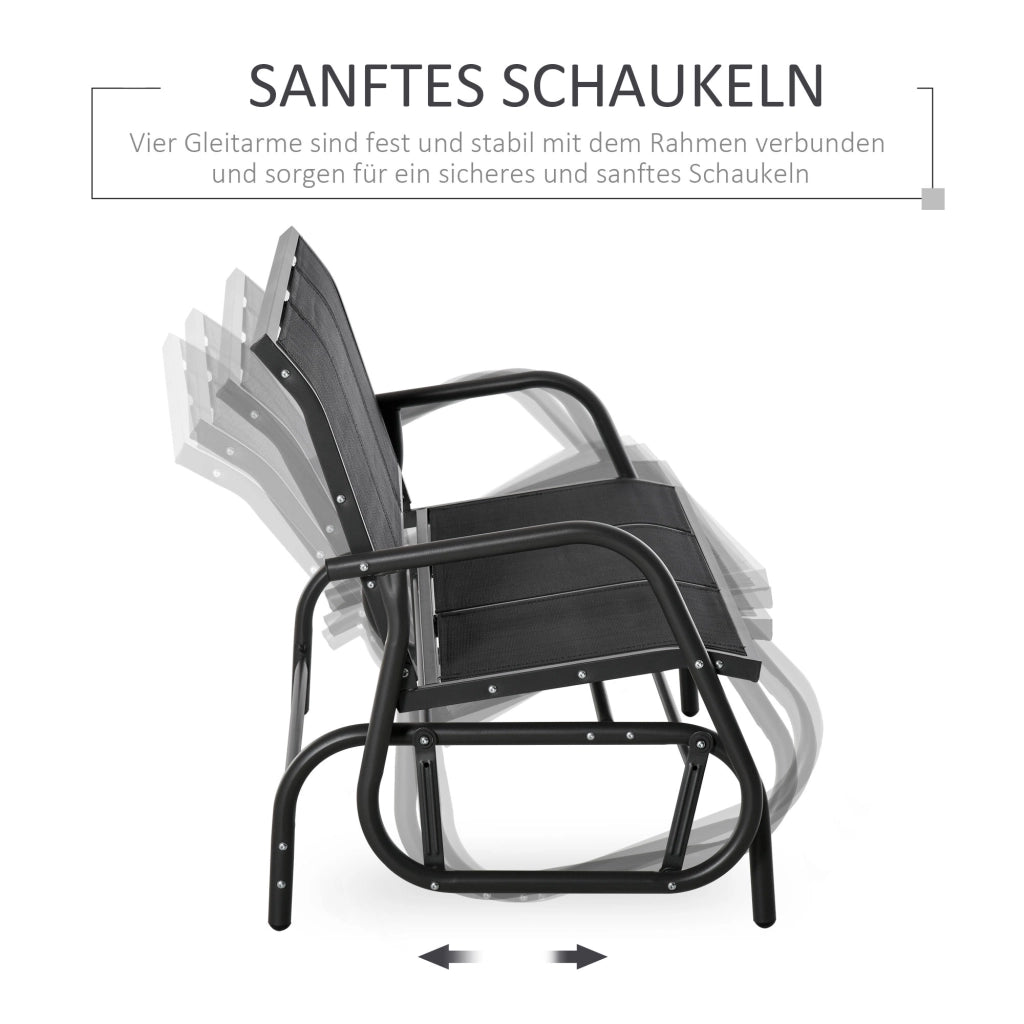 PANCA Oscillante 147 x 75 x 85 cm Metallo Nero per 3 Persone