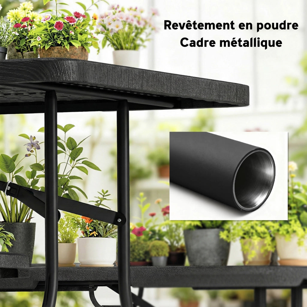 Tavolo pieghevole da giardino con panche ¨C zephmum ¨C nero, 180 cm