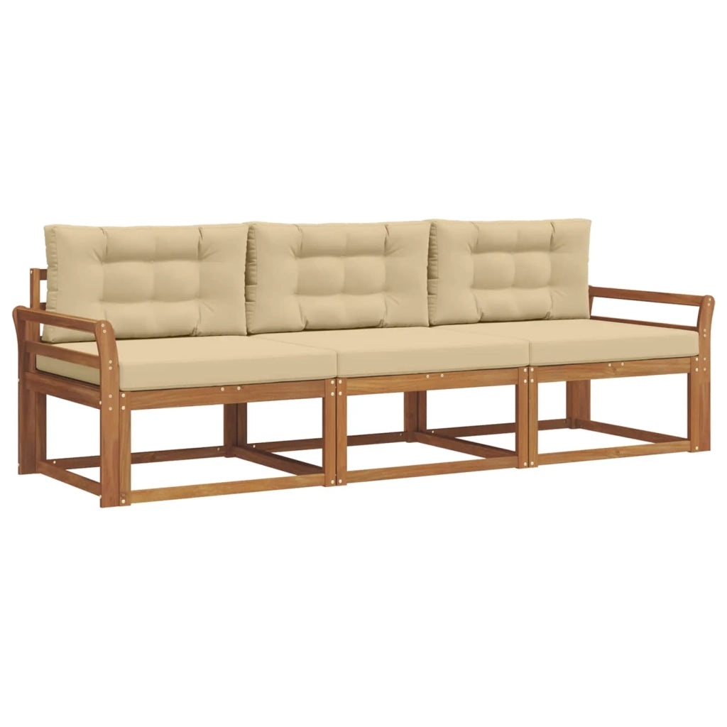 Set di divani da esterno con cuscino 3 pcs Naturale e Beige 3367126
