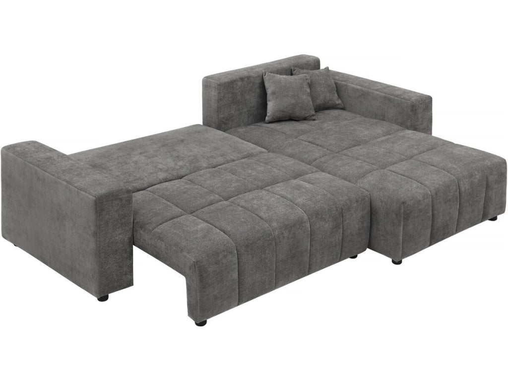 Divano angolare in tessuto reversibile/convertibile - "George" - 4 posti - Grigio