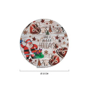 MAURY'S PIATTO DI NATALE TONDO IN PLASTICA CON DECORAZIONI NATALIZIE STILE SHABBY   Ø 33 CM