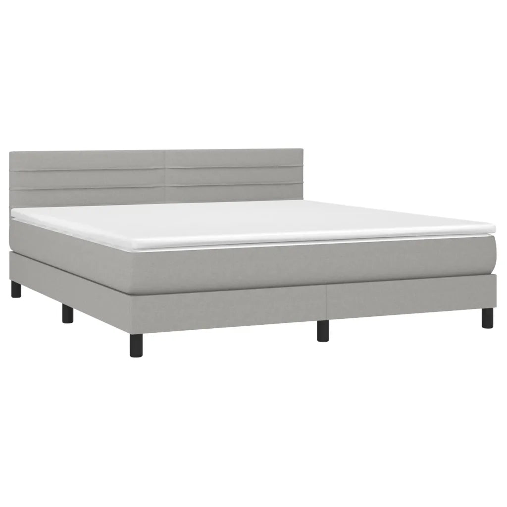 Letto a Molle Materasso e LED Grigio Chiaro 160x200 cm Tessuto 3133245