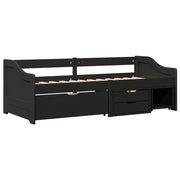 Letto singolo | Letto per adulti | Dormeuse con 3 Cassetti senza Materasso Nero 90x200 cm IRUN