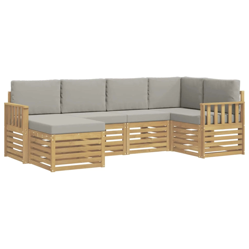 Set di divani da esterno 6 pcs Bianco e Grigio Chiaro