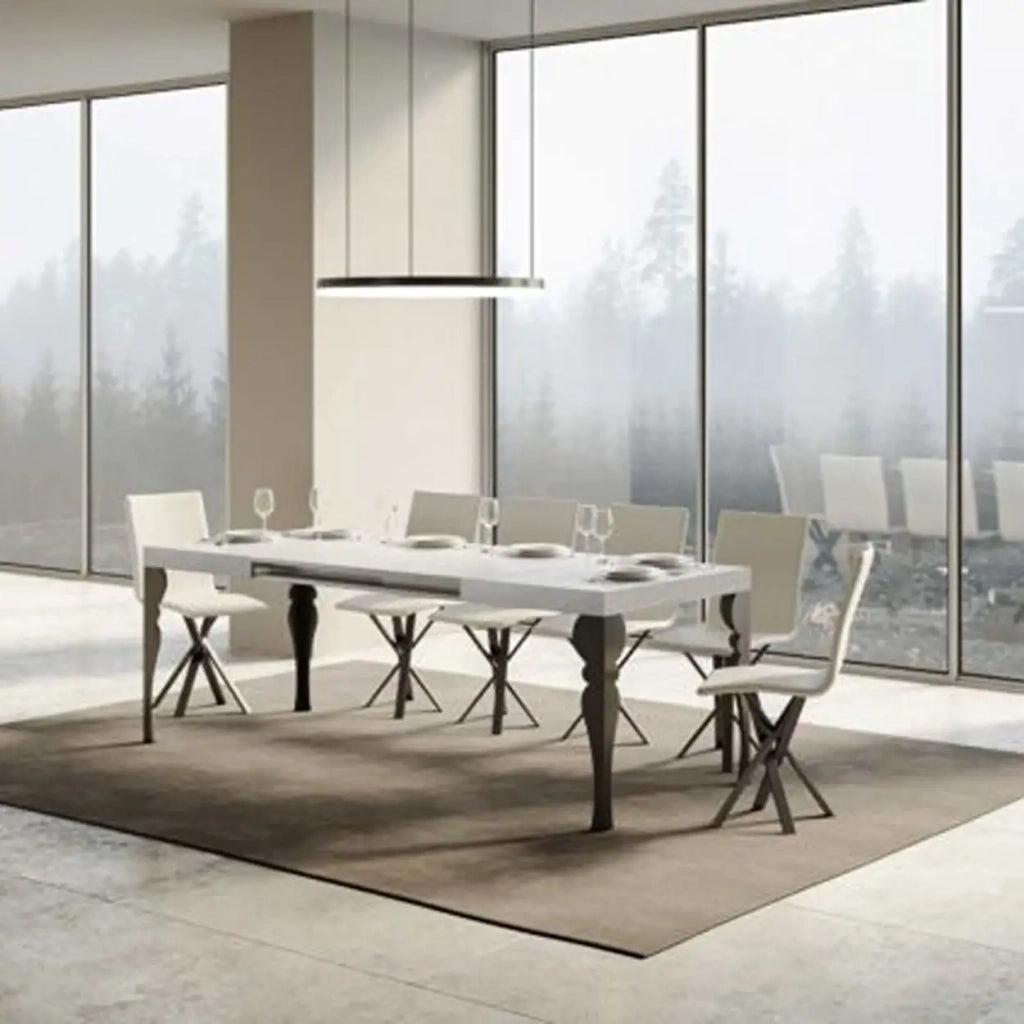 Tavolo allungabile 140/224x80cm Paxon colore bianco frassino gambe antracite
