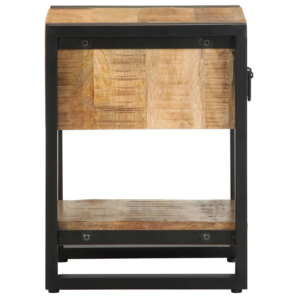 Comodino | Armadio da Notte | Mobiletto da notte 35x34x45 cm in Legno Massello Mango Grezzo