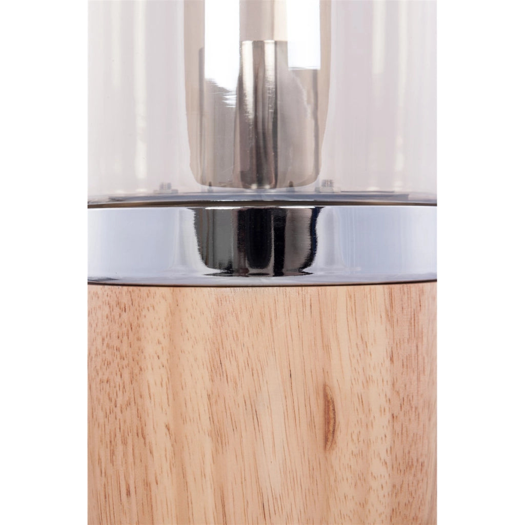 Lampada da tavolo Janus in vetro champagne e legno
