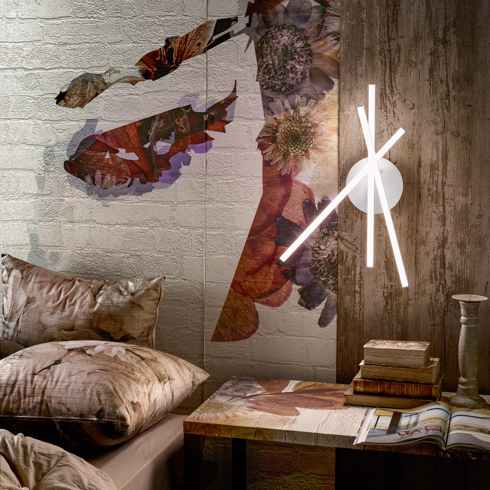 Plafoniera led moderna Tullia 30W 1700lm luce calda 3000K, alluminio bianco satinato, IP20, design creativo a linee incrociate