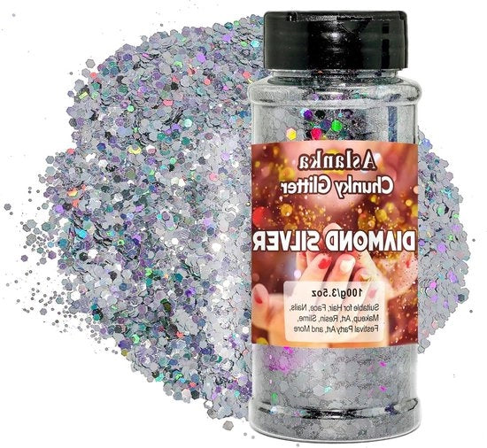 Glittere holografico 500 g - glitter argentato per corpo viso - glitter per nail art trucco - glitter per capelli siero giocattoli - DIY