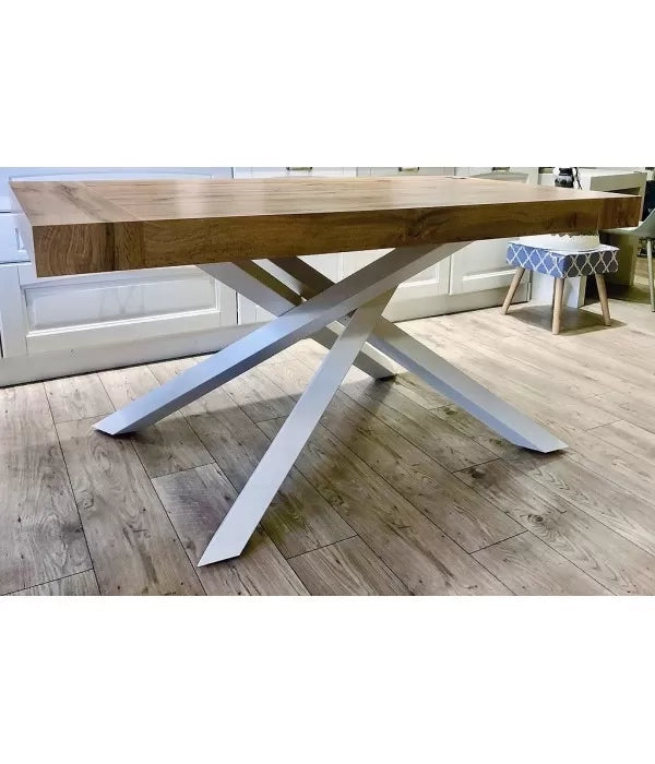 Tavolo con 2 allunghe, finitura rovere nodato (1617) - Mobili 2G