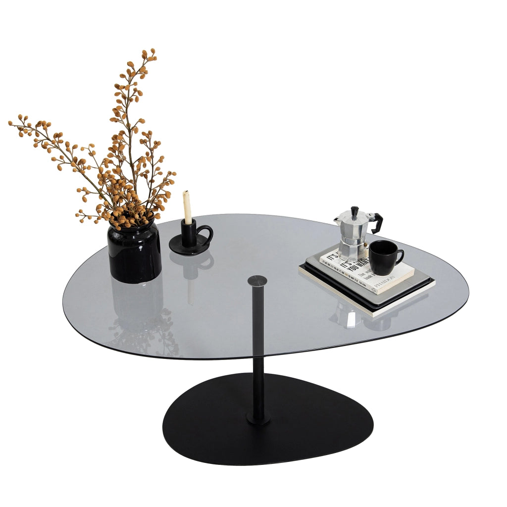Tremiti, Tavolino da Salotto Piano in Vetro Temperato, 90x60x40h cm Nero
