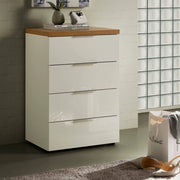 Amman, Cassettiera 4 Cassetti Made in Italy, 60x43x89h cm Bianco Lucido