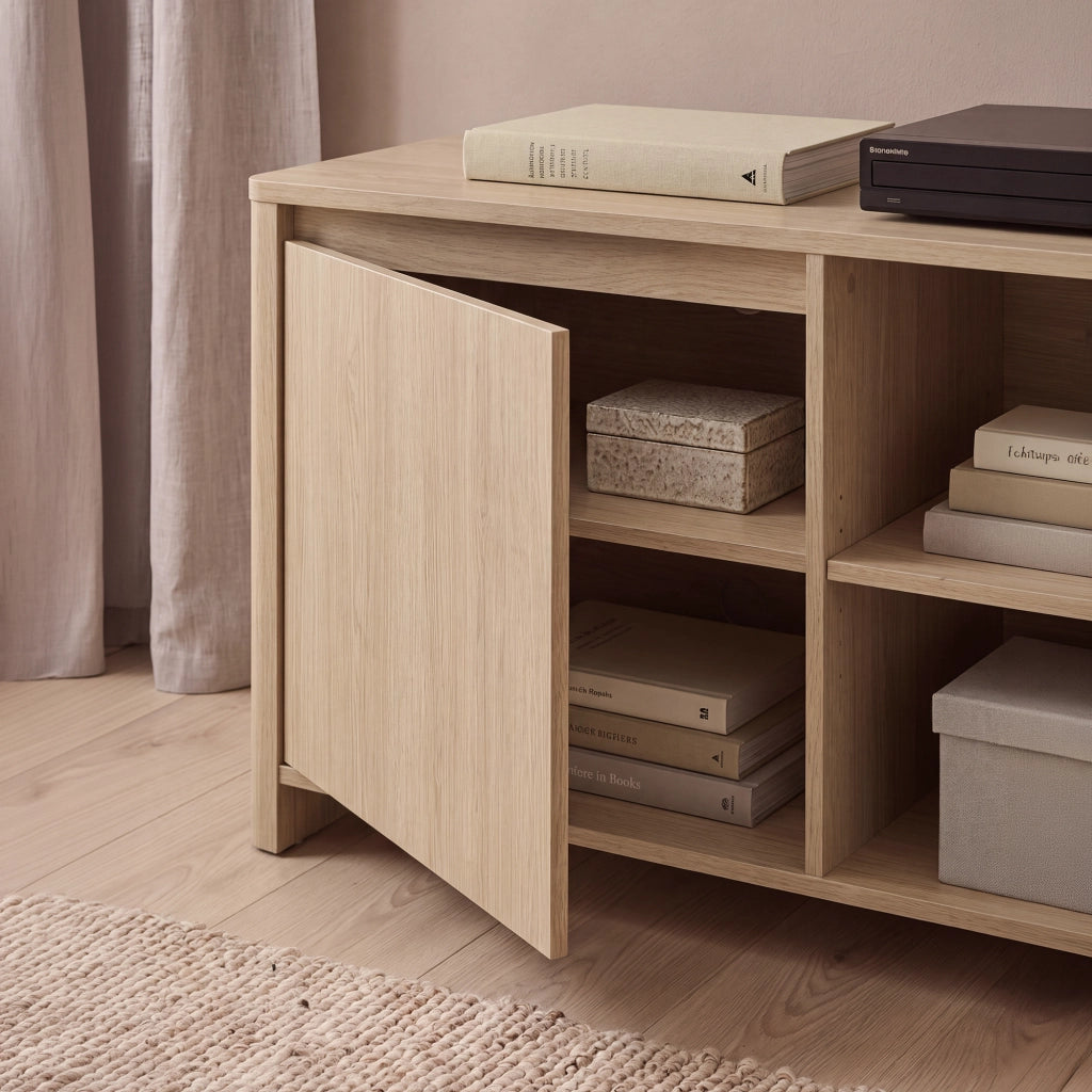 Mobile Porta TV Takranmaa a 2 Ante e Vani Aperti 150x40x50 cm - Effetto Rovere [en.casa]