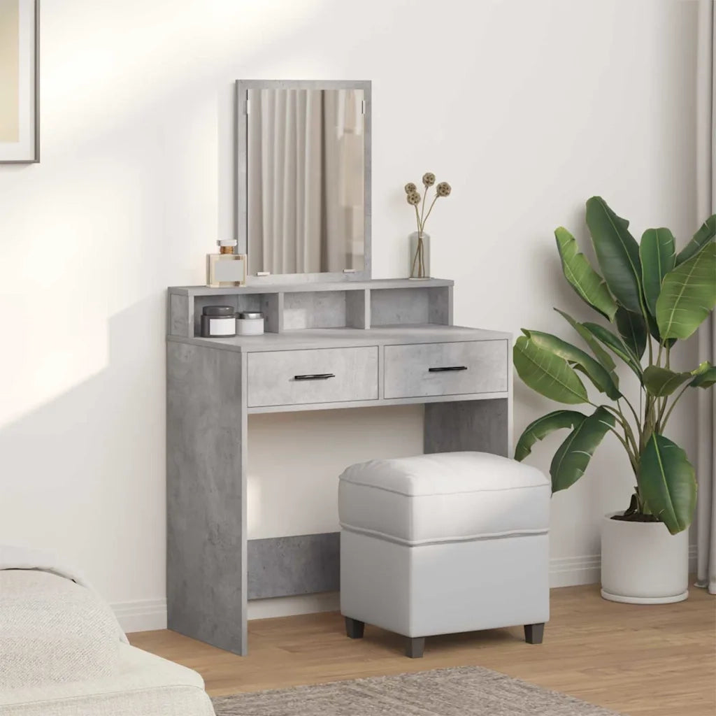 Tavolo da Trucco con cassetto Grigio cemento 79 x 41 x 140 cm 865139