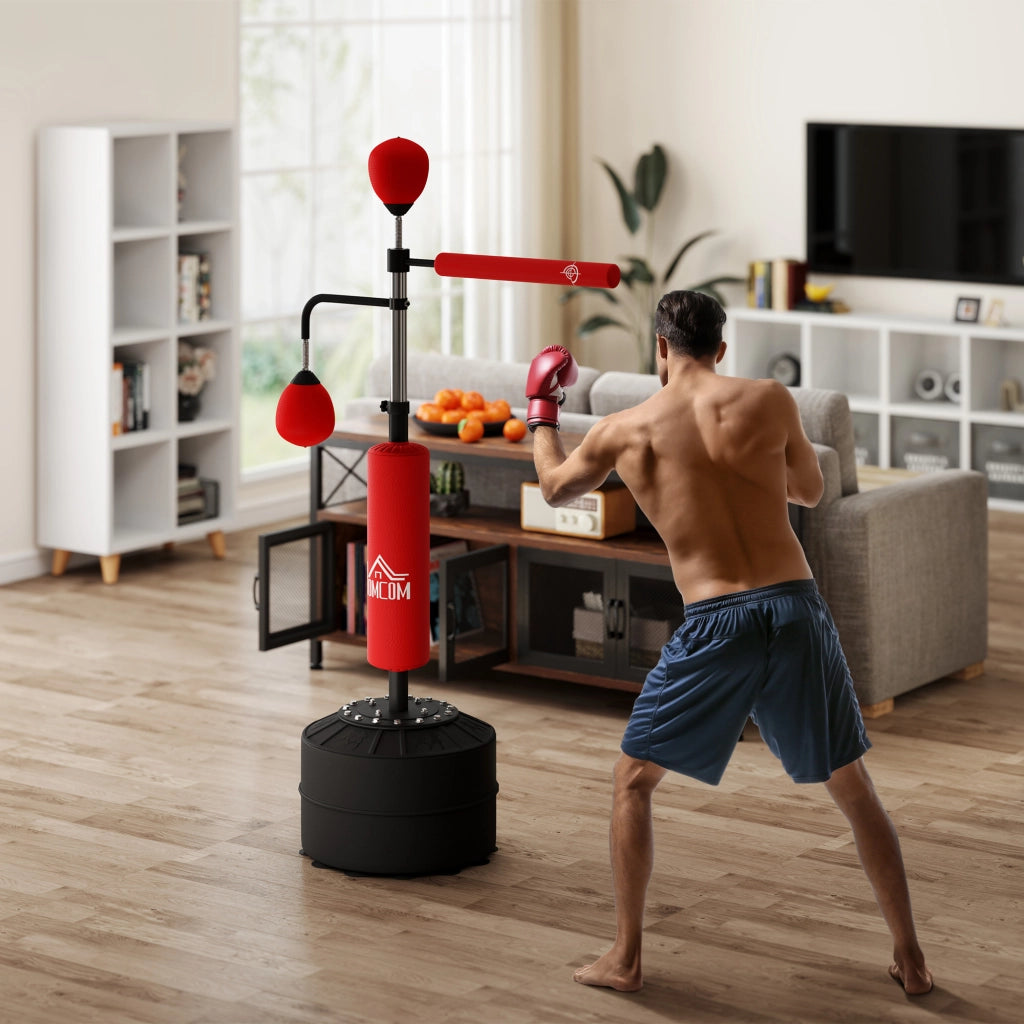 Sacco da boxe con supporto 4 in 1 ¨C zephmum ¨C rosso 88x50x160-230 cm
