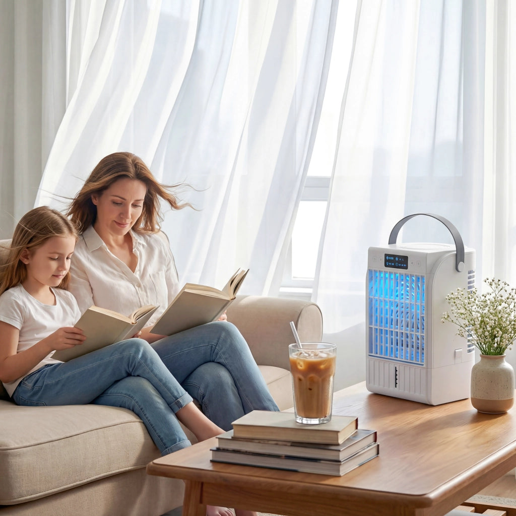 Ventilatore 4 in 1 con Nebulizzatore e Luci LED ¨C Zephmum ¨C Bianco