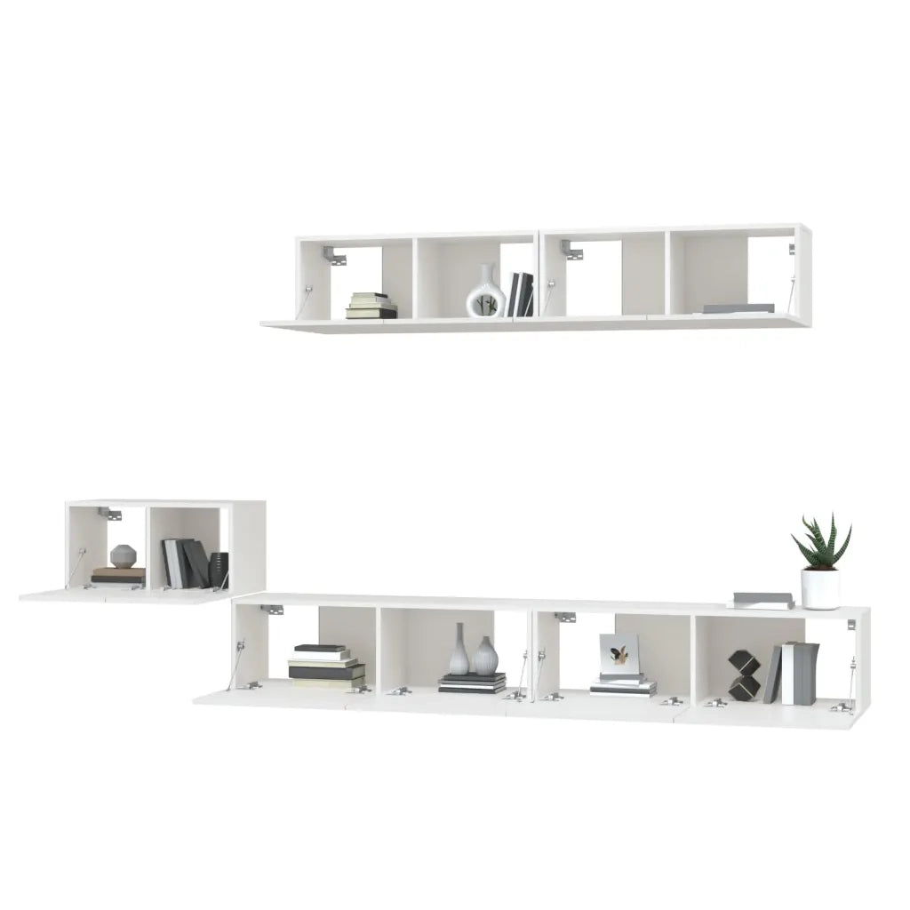 Set di Mobili Porta TV 5 pz Bianco in Legno Multistrato 3114430
